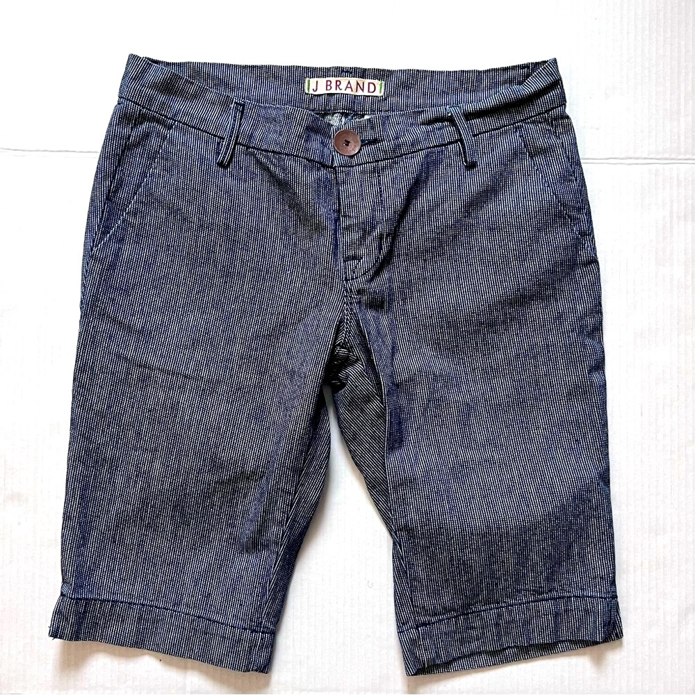 J Brand Men’s Denim Bermuda Shorts Pinstripe SZ 27 Preppy Vacation Classic